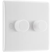 BG 800 Series Moulded Round Edge Dimmer Switch 2 Gang in White