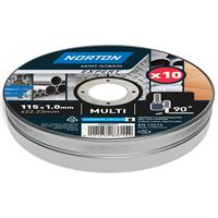 Norton Multi Material Cutting Disc 115 x 1.0 x 22.23mm (10 Pack) Steel