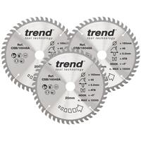 Trend Wood TCT Circular Saw Blades 160 x 20mm 48T CSB/160/3PK (3 Pack) in Silver Steel