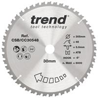 Trend Craft Crosscut Mitre Saw Blade 305 x 30mm 48T CSB/CC30548 in Silver Steel