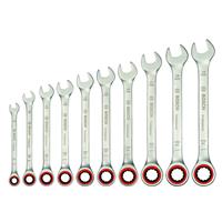 Bosch Professional Ratchet Spanner Set 10 Piece in Silver Steel