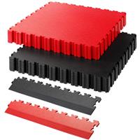 Garage Floor Tile Company X Joint Interlocking Floor Tiles Single Garage Pack 13m2 Black & Red 7mm (1 Pack) in Black/Red Rubber