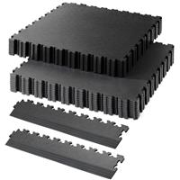 Garage Floor Tile Company X Joint Recycled Interlocking Floor Tile Single Garage Pack 13m2 Graphite & Black 7mm (1 Pack) in Graphite/Black