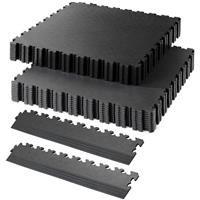 Garage Floor Tile Company X Joint Recycled Interlocking Floor Tile Double Garage Pack 27m2 Graphite & Black 7mm (1 Pack) in Graphite/Black