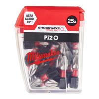 Milwaukee Shockwave Impact Screwdriver Bits PZ2 x 25mm (25 Pack) Steel