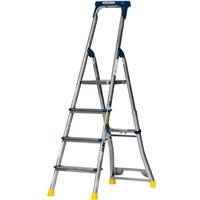 Werner AdjustaStep PRO Aluminium Stepladder 4 Tread in Silver Steel