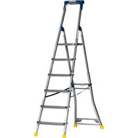 Werner AdjustaStep PRO Aluminium Stepladder 6 Tread in Silver Steel