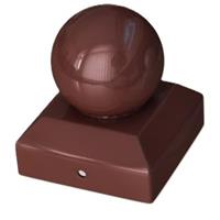 Powapost Metal Post Cap Round 75 x 75mm (2 Pack) in Brown