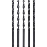 ROKTOR HSS Straight Shank Metal Long Drill Bits 6.5mm x 148mm (5 Pack) in Black Steel