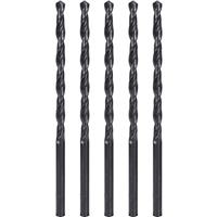 ROKTOR HSS Straight Shank Metal Long Drill Bits 6mm x 139mm (5 Pack) in Black Steel