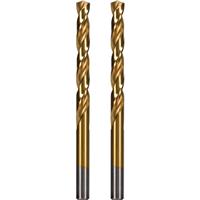 ROKTOR HSS Titanium Straight Shank Multi-Material Drill Bits 8.0mm x 117mm (2 Pack) in Gold Steel