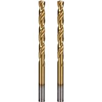 ROKTOR HSS Titanium Straight Shank Multi-Material Drill Bits 7.0mm x 109mm (2 Pack) in Gold Steel