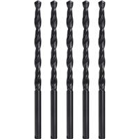 ROKTOR HSS Straight Shank Metal Long Drill Bits 8.0mm x 165mm (5 Pack) in Black Steel
