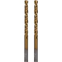 ROKTOR HSS Titanium Straight Shank Multi-Material Drill Bits 5.0mm x 86mm (2 Pack) in Gold Steel