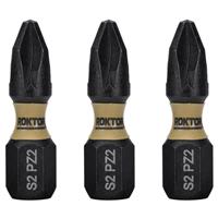 ROKTOR 1/4 Hex Shank Impact Screwdriver Bits PZ2 x 25mm (3 Pack) in Black Steel