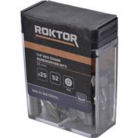Unbranded ROKTOR 1/4 Hex Shank Screwdriver Bits PZ2 x 25mm (25 Pack) in Black Plastic