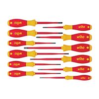 WIHA SoftFinish Mixed VDE Slimfix Screwdriver Set (12 Piece) in Red/Yellow Steel