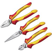 WIHA VDE Industrial Pliers/Cutters Set (3 Piece) in Red/Yellow