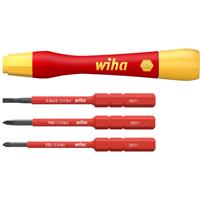 WIHA SlimVario VDE Interchangeable Screwdriver with Bits Set (4 Piece) in Red/Yellow