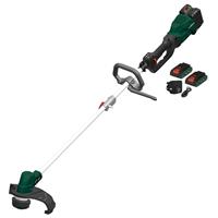 Webb 40V (2 x 20V) Cordless Brushless 30cm Grass Trimmer 2 x 4.0Ah Batteries & Charger in Green/Black/Silver Aluminium