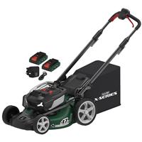 Webb 40V (2 x 20V) 47cm Cordless Brushless Self Propelled Lawnmower 2 x 4.0Ah Batteries & Charger in Green