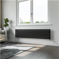 Ximax Bristol Horizontal Designer Radiator 410x1800mm 2754Btu in Black Steel