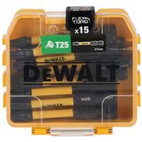 DeWalt Extreme FLEXTORQ 3.0 Screwdriver Bit T25 x 57mm (15 Pack) in Black/Yellow Steel