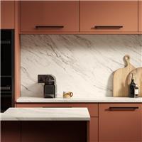 Wilsonart Omega Sleek Calcutta Marble Square Edge Splashback 3000 x 600mm x 8mm (1) in White