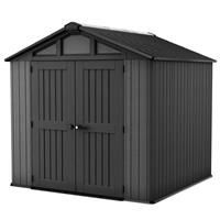 Keter Stronghold Apex Outdoor Garden Storage Shed 8' x 8' in Grey Steel