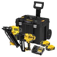 DeWalt DCK246P2T-GB 18V XR Brushless Nailer Twin Kit 2 x 5.0Ah in Black/Yellow