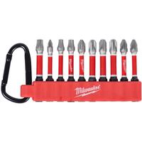 Milwaukee SHOCKWAVE Impact Screwdriver Bit Carabiner PZ/TX x 50mm (10 Piece) Steel