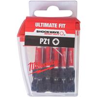 Milwaukee SHOCKWAVE Impact Screwdriver Bits PZ1 x 50mm (10 Pack) Steel