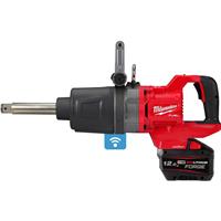 Milwaukee M18 ONEFHIWF1D-121C FUEL ONE-KEY 1" D-Handle High Torque Impact Wrench with Long Anvil and Friction Ring 1 x 12.0Ah in Red