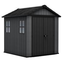 Keter Newton Plus Apex Outdoor Storage Shed 7.5' x 7' in Grey Resin
