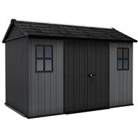 Keter Newton Plus Apex Outdoor Storage Shed 11' x 7.5' in Grey Resin