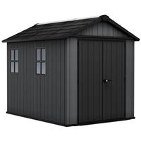 Keter Newton Plus Apex Outdoor Storage Shed 7.5' x 9' in Grey Steel