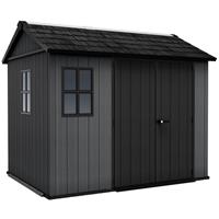 Keter Newton Plus Apex Outdoor Storage Shed 9' x 7.5' in Grey Steel