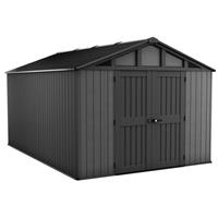 Keter Stronghold Apex Outdoor Garden Storage Shed 10' x 15' in Grey Steel