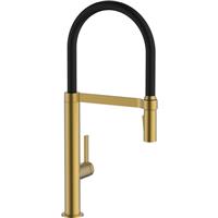 Abode Carbon Single Lever Pull Out Kitchen Tap Brushed in Brass