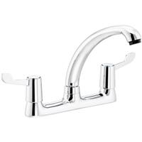 Abode Lever Deck Mounted Bridge Mixer Kitchen Tap in Chrome