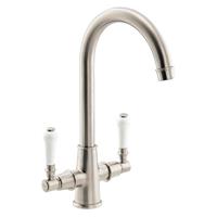 Abode Keswick Dual Lever Mono Mixer Kitchen Tap Brushed in Nickel Brass