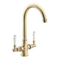 Abode Keswick Dual Lever Mono Mixer Kitchen Tap Brushed in Brass