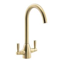 Abode Zermat Dual Lever Mono Mixer Kitchen Tap Brushed in Brass