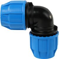 JG Speedfit John Guest MDPE Compression Elbow 90deg 25mm in Black/Blue