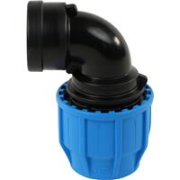 JG Speedfit John Guest MDPE Compression Female Threaded Elbow 25mm x 1/2 in Black/Blue