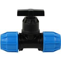 JG Speedfit John Guest MDPE Compression Stop Tap 25mm in Black/Blue