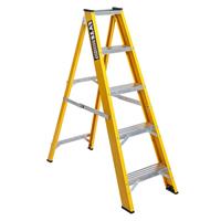 Lyte Ladders Lyte MagnaStep Fibreglass Swingback Step Ladders 5 Tread Closed Length 1.4m (Lyte MagnaStep Fibreglass Swingback 5 Tread) in Yellow Aluminium