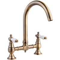 Deva Georgian Bridge Sink Kitchen Mixer Tap in Bronze Brass