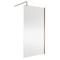 Nuie 1100mm Wetroom Screen With Support Bar Brushed in Bronze