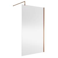 Nuie Frameless 1200mm Wetroom Screen With Support Bar Brushed in Bronze